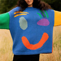 Lässiger Smiley-Strickpullover