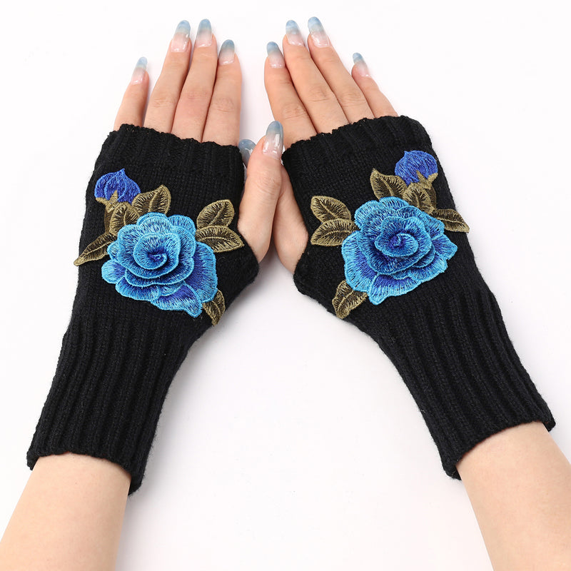 Warme Handschuhe Mit Blumendruck