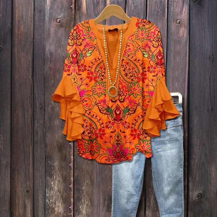 Vintage Bluse Mit Blumendruck