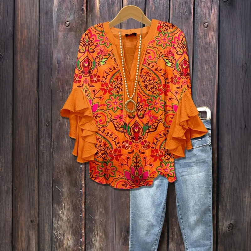 Vintage Bluse Mit Blumendruck