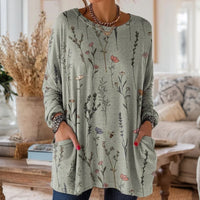 Vintage-Bluse Mit Blumendruck