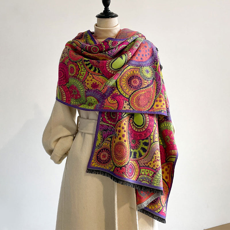 Vintage-Schal Mit Abstraktem Druck