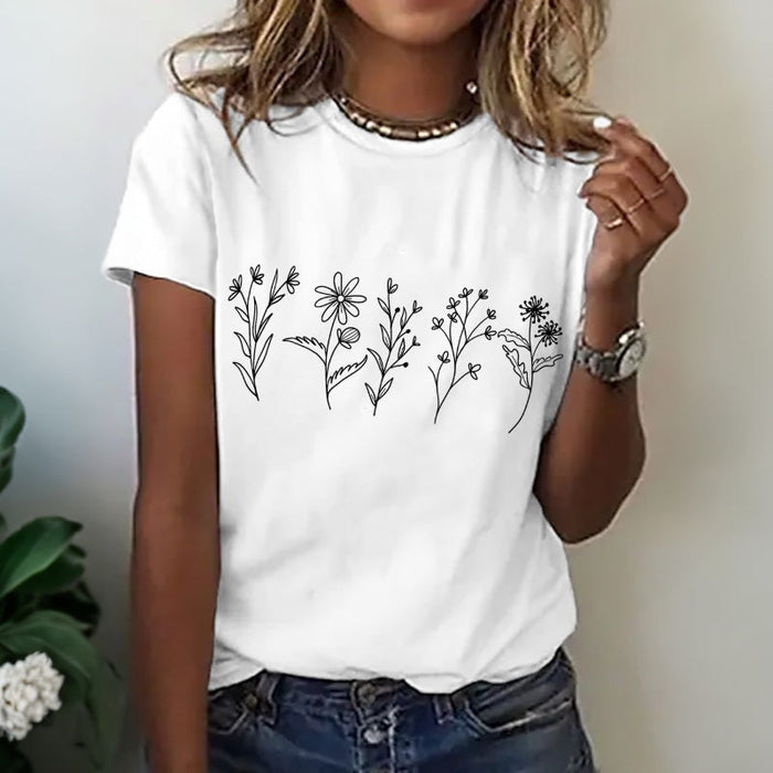 Lässiges T-Shirt Mit Blumenmuster