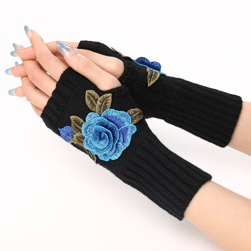 Warme Handschuhe Mit Blumendruck