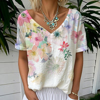 Lässiges T-Shirt Mit Blumendruck