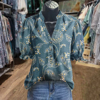 Vintage Bluse Mit Blumendruck