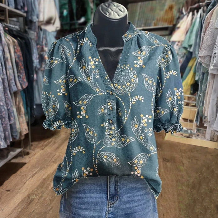 Vintage Bluse Mit Blumendruck
