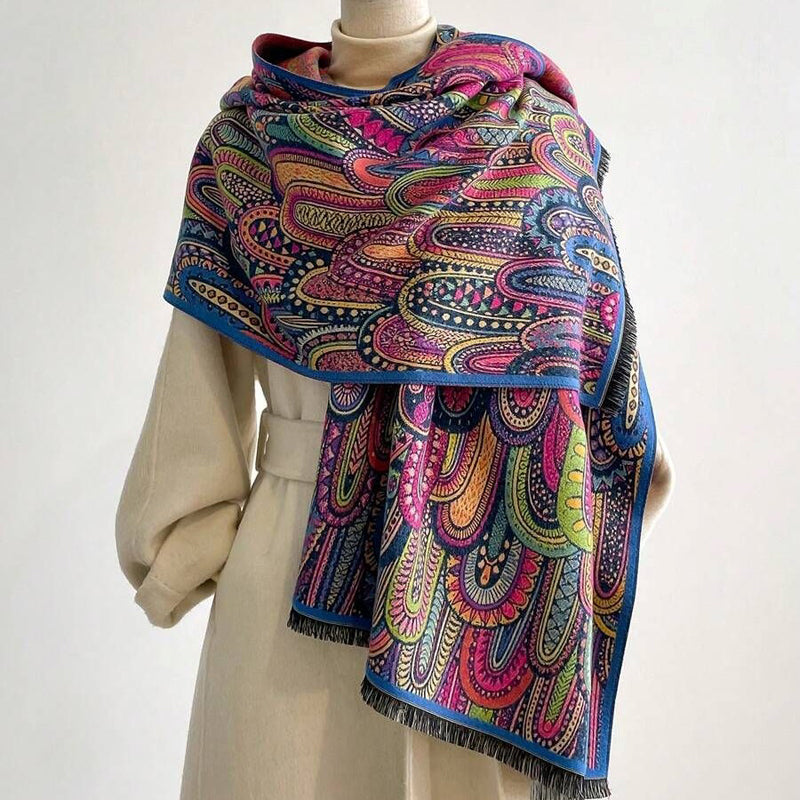 Vintage-Schal Mit Abstraktem Druck