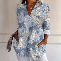 【Lange Ärmel】Vintage-Bluse Mit Blumendruck