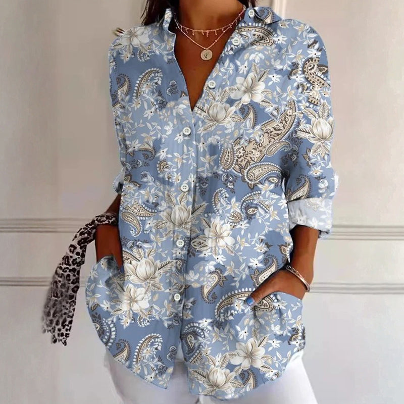 【Lange Ärmel】Vintage-Bluse Mit Blumendruck