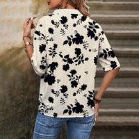 Lässige Bluse Mit Blattmuster