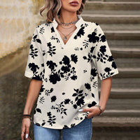 Lässige Bluse Mit Blattmuster