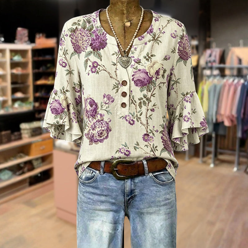 Vintage-Bluse Mit Blumenmuster