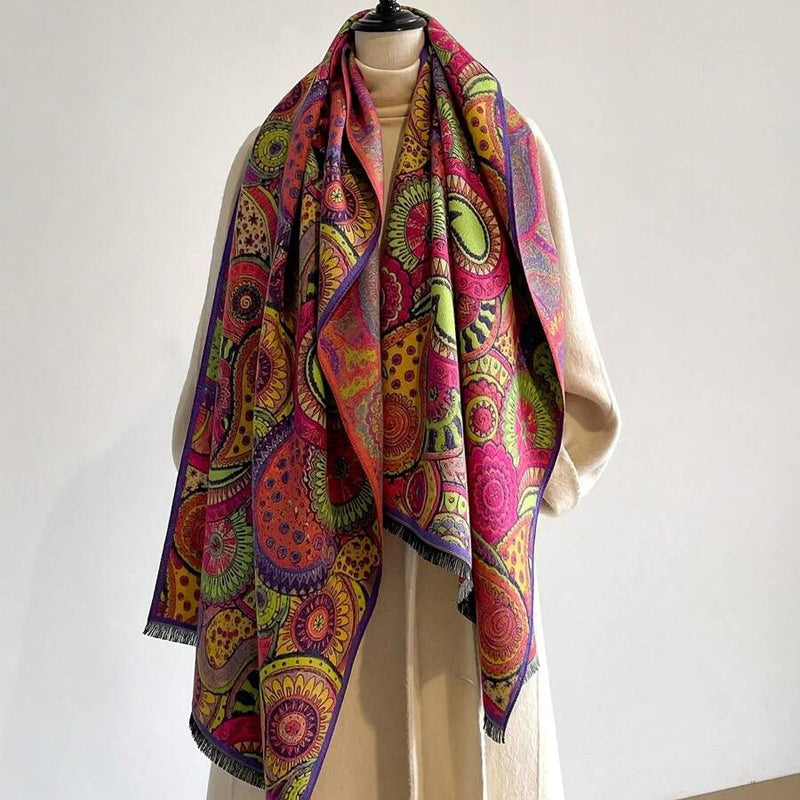 Vintage-Schal Mit Abstraktem Druck