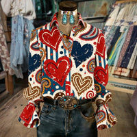 Vintage-Bluse Mit Herzmuster