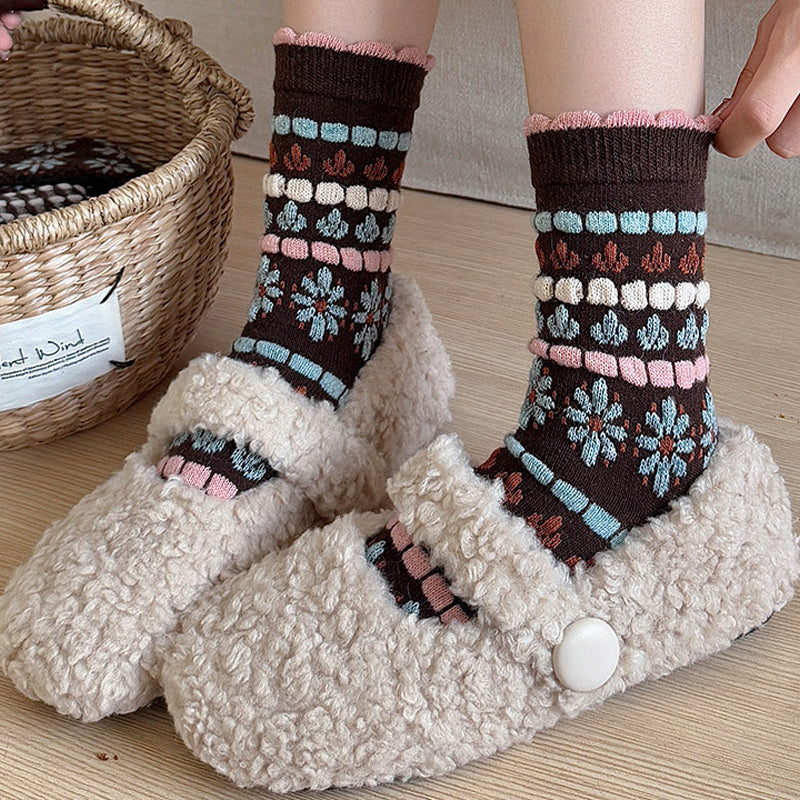 Warme Socken Mit Blumenmuster