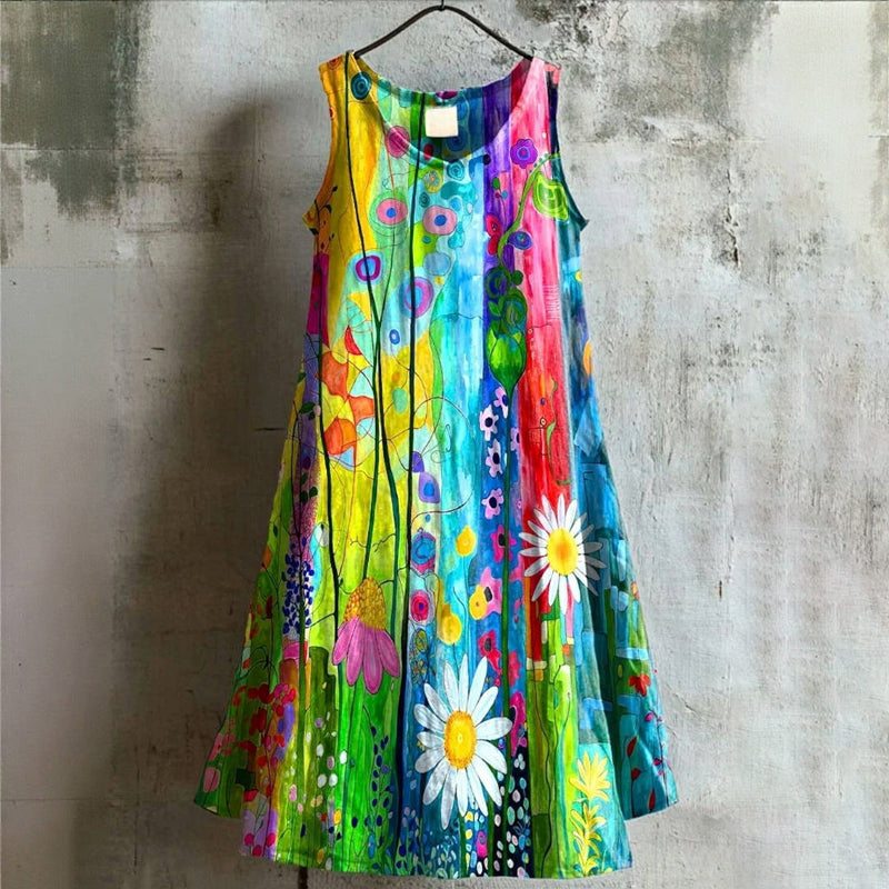Vintage-Kleid Mit Blumendruck