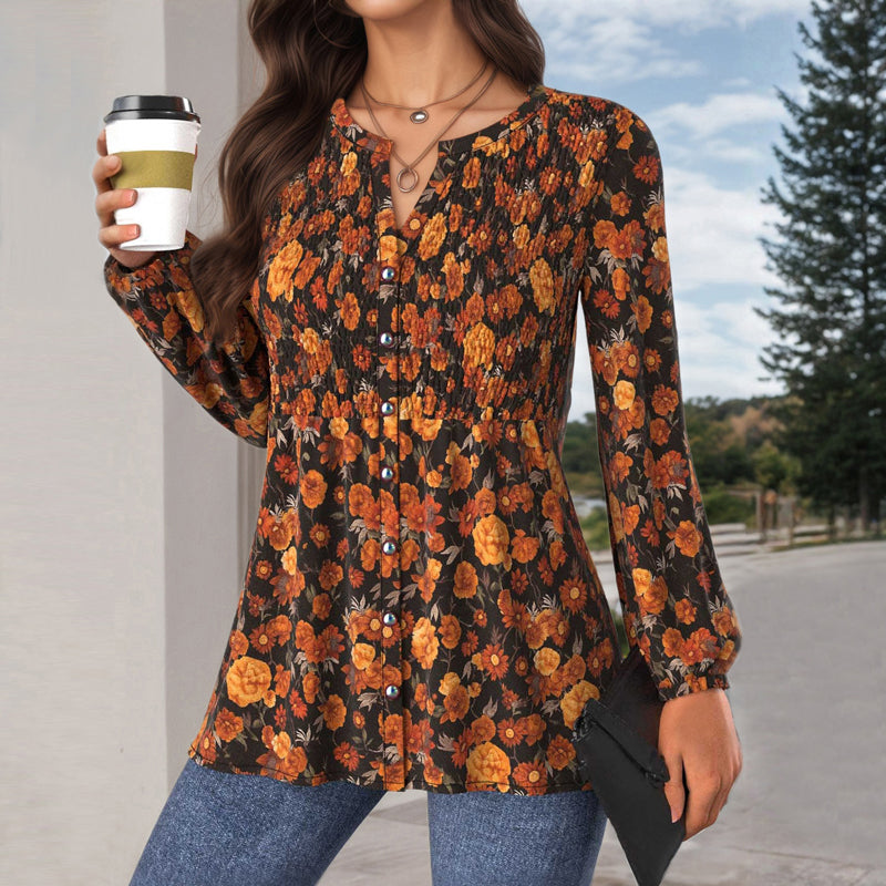 Vintage Bluse Mit Blumendruck