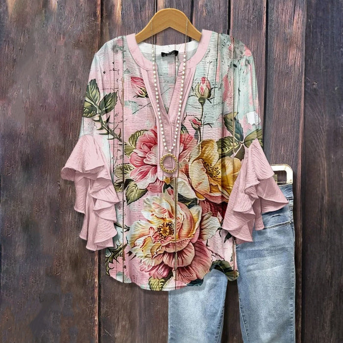 Vintage-Bluse Mit Blumenprint