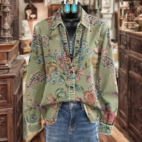 Vintage-Bluse Mit Blumendruck