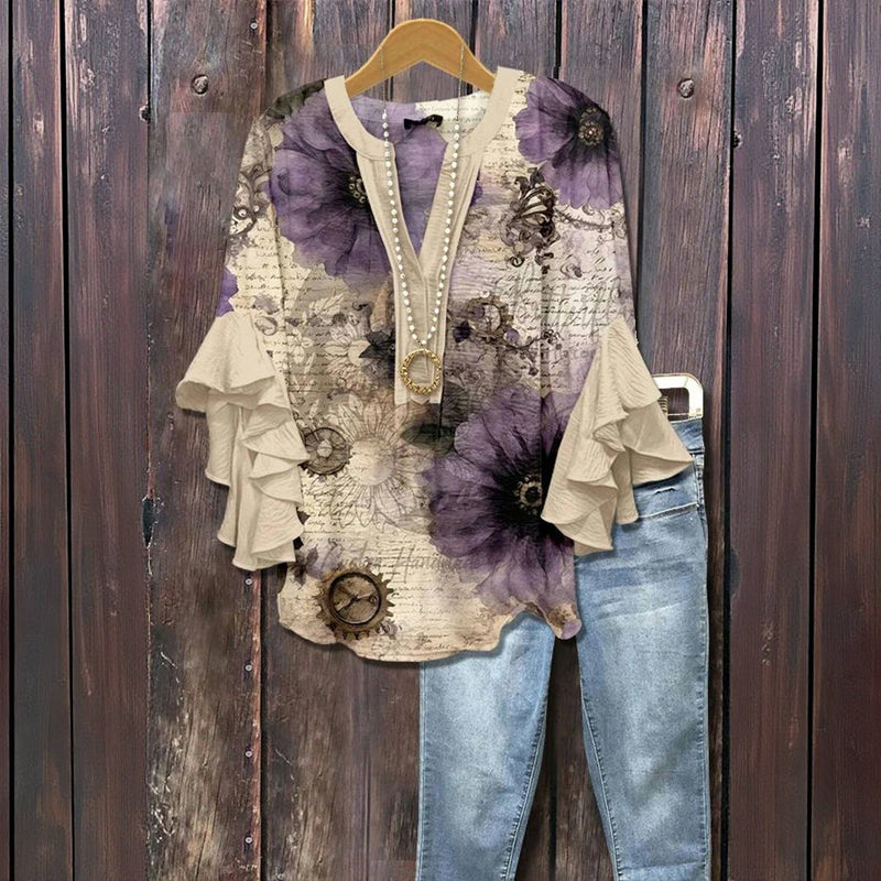Vintage-Bluse Mit Blumenprint