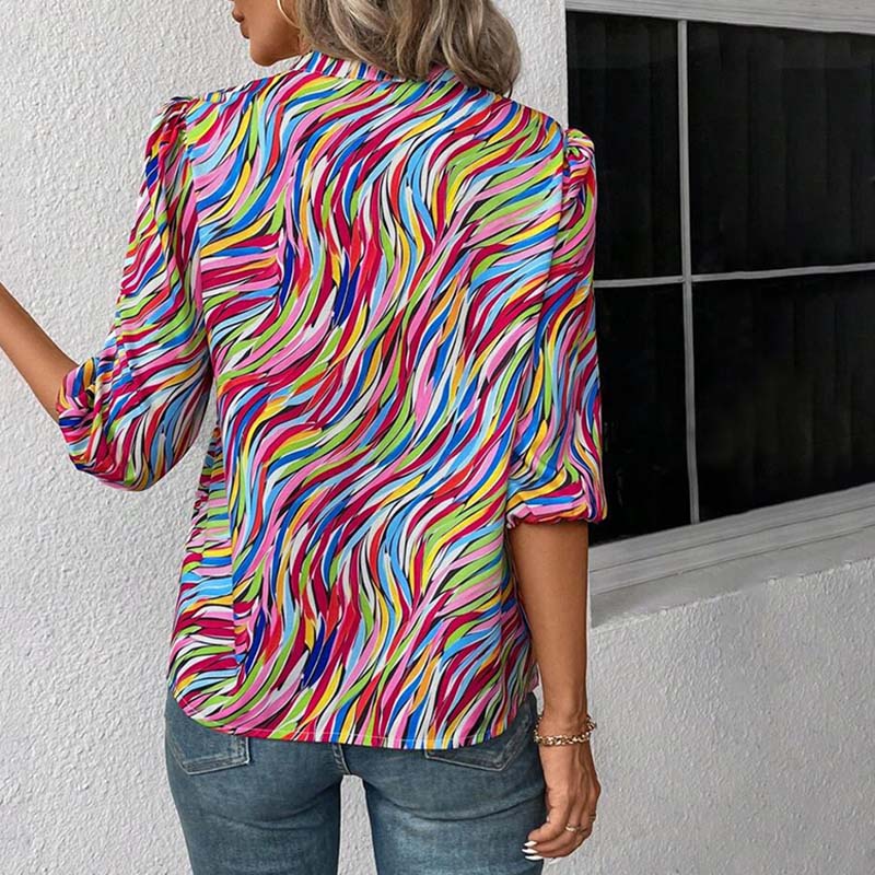 Bunte Bluse Mit Abstraktem Print