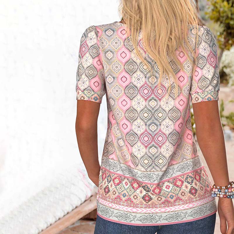 Vintage-Bluse Mit Ethnischem Print