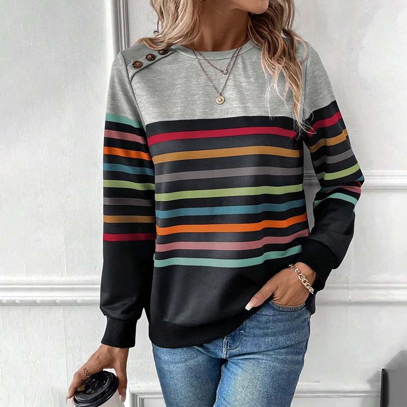 Lässiges Bunt Gestreiftes Sweatshirt