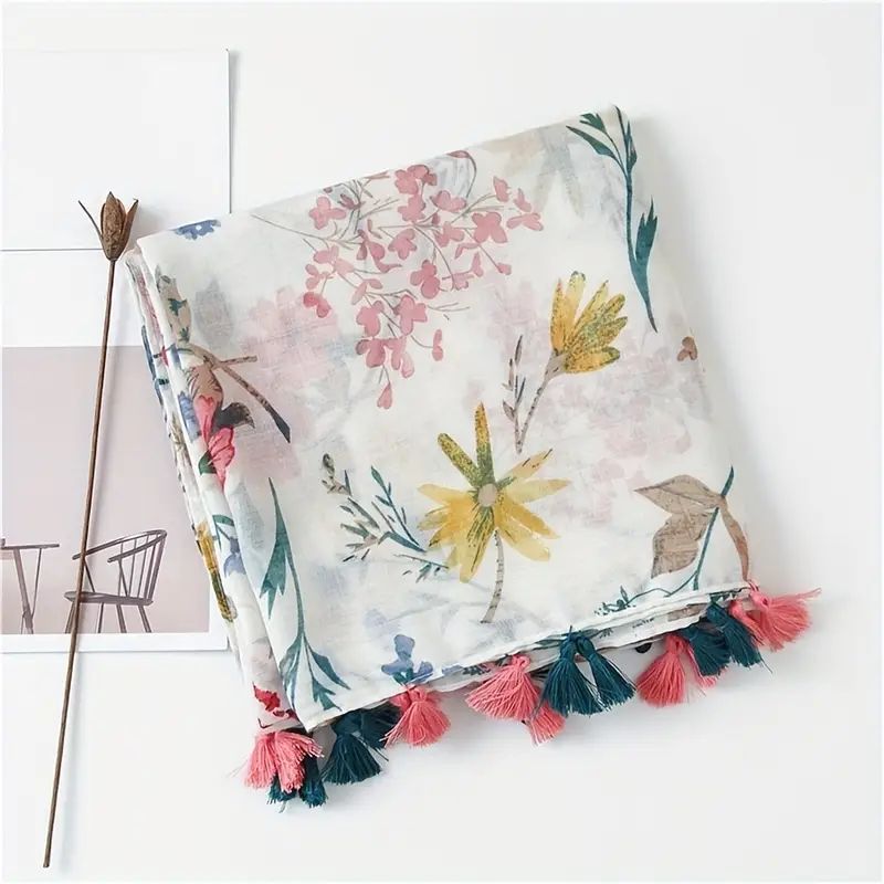 Vintage-Schal Mit Blumenmuster