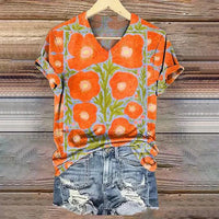 Lässiges T-Shirt Mit Blumendruck