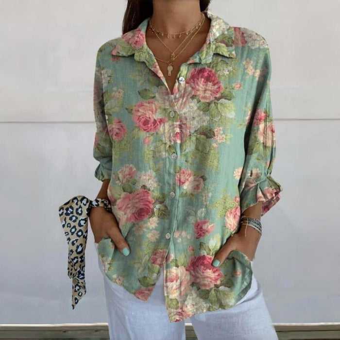 Vintage-Bluse Mit Blumendruck