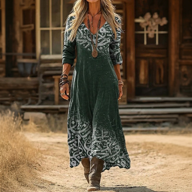 【Lange Ärmel】Lässiges Vintage-Kleid