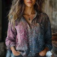 Vintage-Bluse Mit Farbverlauf