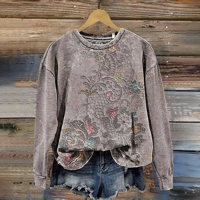 Vintage Sweatshirt Mit Blumendruck