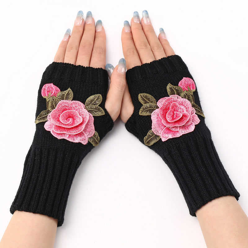 Warme Handschuhe Mit Blumendruck