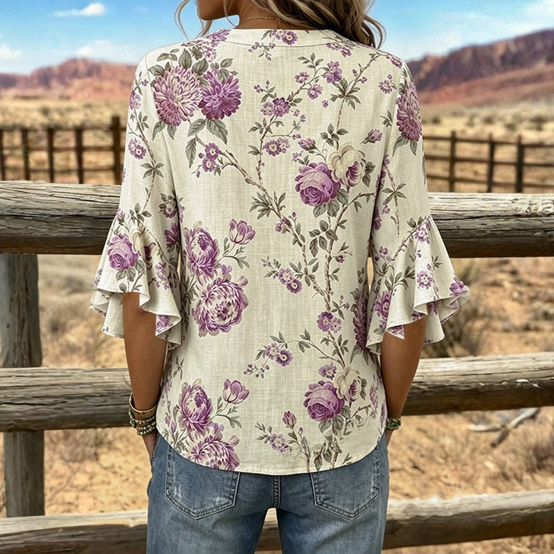 Vintage-Bluse Mit Blumenmuster