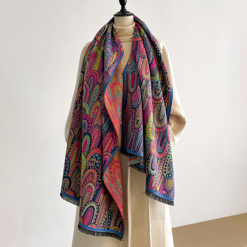 Vintage-Schal Mit Abstraktem Druck