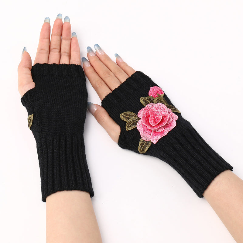 Warme Handschuhe Mit Blumendruck
