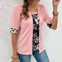 Elegante Patchwork-Bluse Mit Blumenmuster