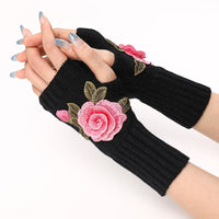 Warme Handschuhe Mit Blumendruck