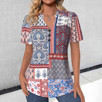 Vintage-Bluse Mit Ethnischem Druck