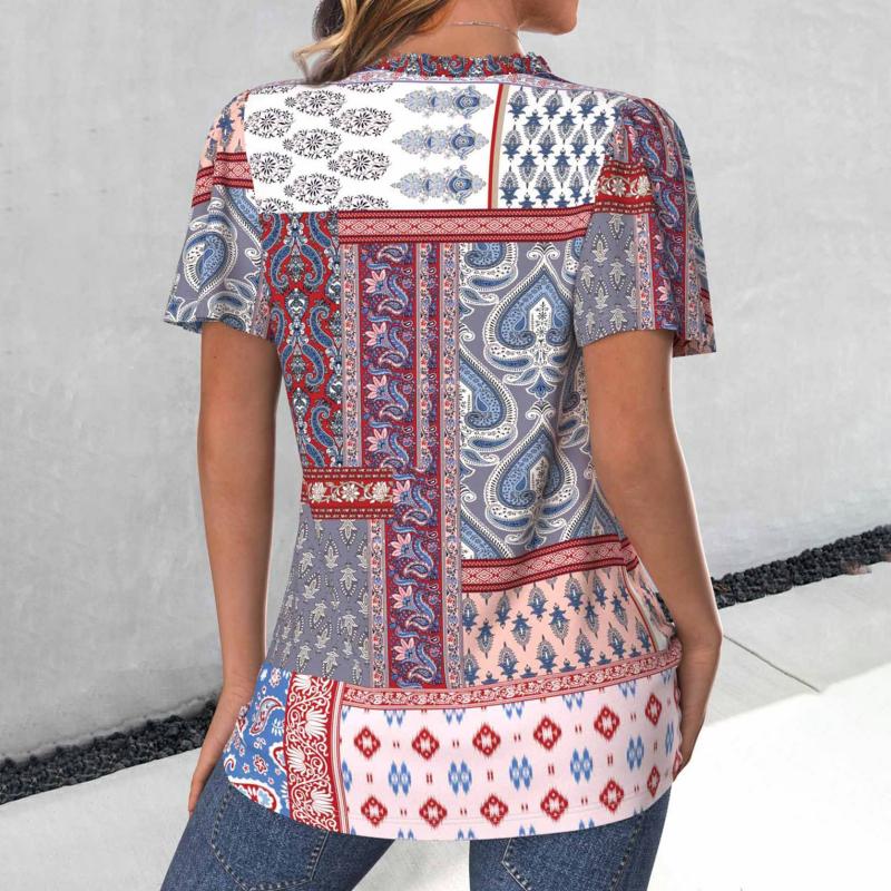 Vintage-Bluse Mit Ethnischem Druck