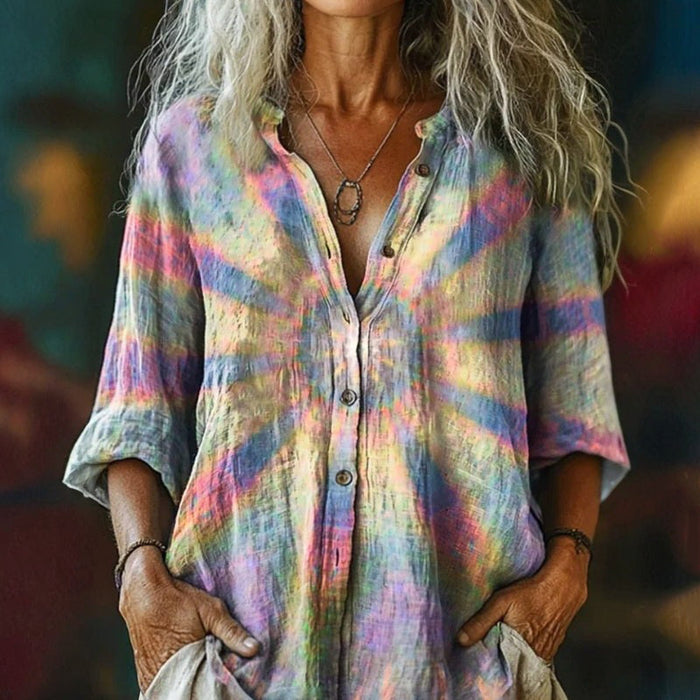 【Lange Ärmel】Bunte Vintage-Bluse