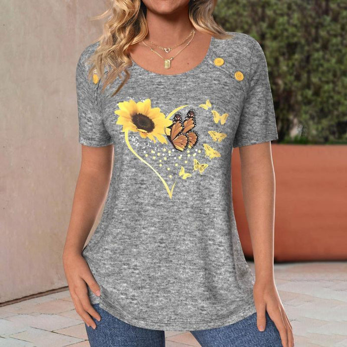 Lässiges T-Shirt Mit Schmetterlingsdruck