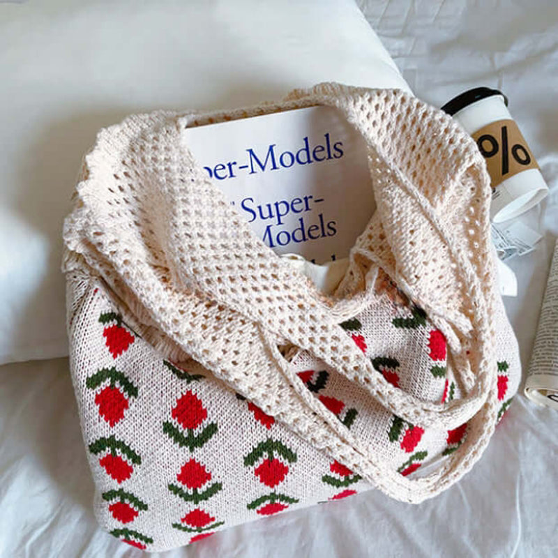 Lässige Florale Stricktasche