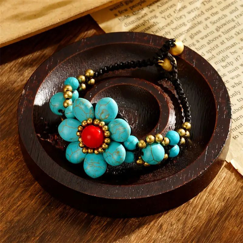 Handgewebtes Blumenarmband