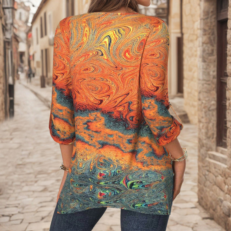 【Lange Ärmel】Abstrakte Unregelmäßige Bluse