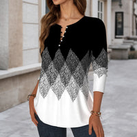 【Lange Ärmel】Vintage-Bluse Mit Farbblock