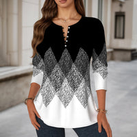 【Lange Ärmel】Vintage-Bluse Mit Farbblock