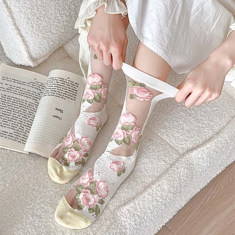 Atmungsaktive Florale Jacquard-Socken